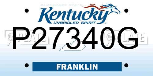 P27340G Kentucky License Plate