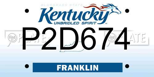 P2D674 Kentucky License Plate