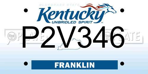 P2V346 Kentucky License Plate