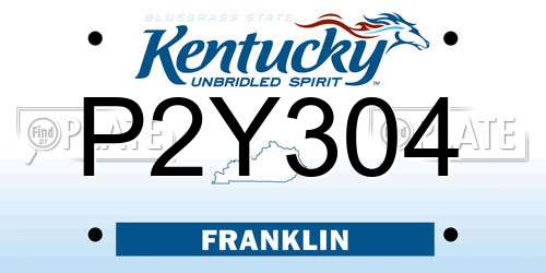 P2Y304 Kentucky License Plate