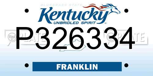 P326334 Kentucky License Plate