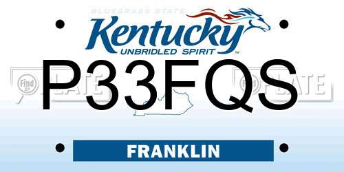 P33FQS Kentucky License Plate