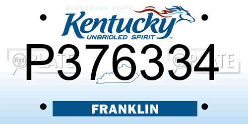P376334 Kentucky License Plate