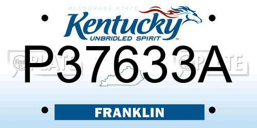 P37633A Kentucky License Plate