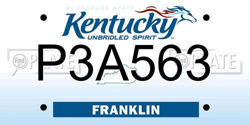 P3A563 Kentucky License Plate