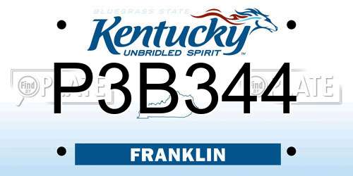 P3B344 Kentucky License Plate