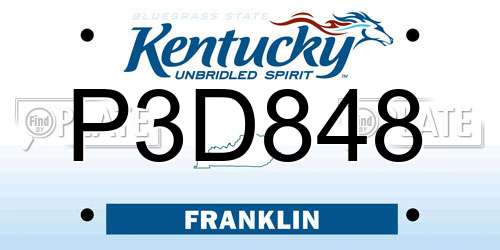 P3D848 Kentucky License Plate