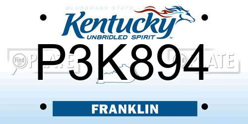 P3K894 Kentucky License Plate