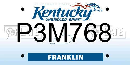 P3M768 Kentucky License Plate