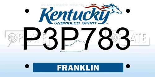 P3P783 Kentucky License Plate
