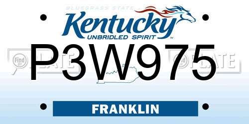 P3W975 Kentucky License Plate