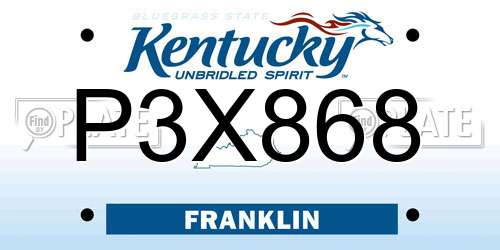 P3X868 Kentucky License Plate