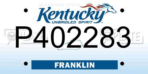 P402283 Kentucky License Plate