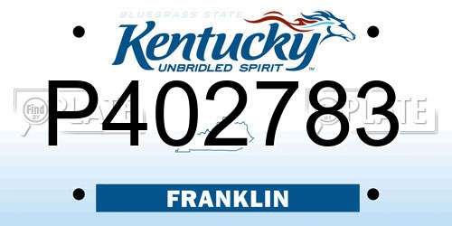 P402783 Kentucky License Plate