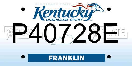 P40728E Kentucky License Plate