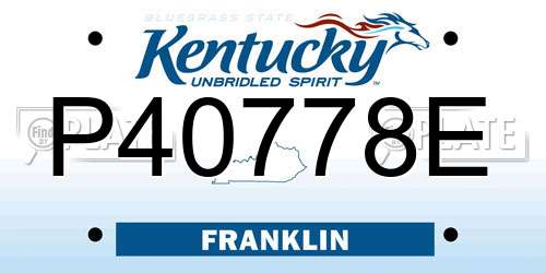 P40778E Kentucky License Plate
