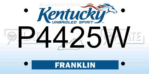 P4425W Kentucky License Plate