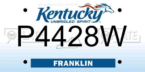P4428W Kentucky License Plate