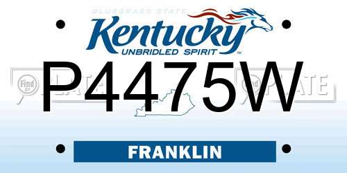 P4475W Kentucky License Plate