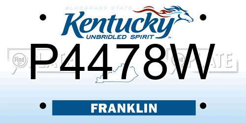 P4478W Kentucky License Plate