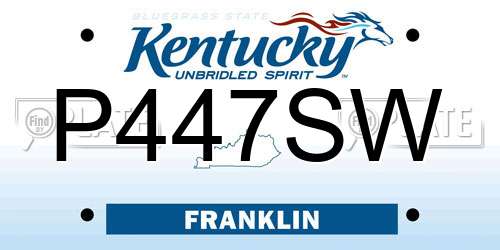 P447SW Kentucky License Plate