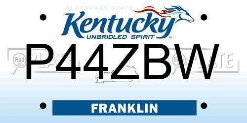 P44ZBW Kentucky License Plate