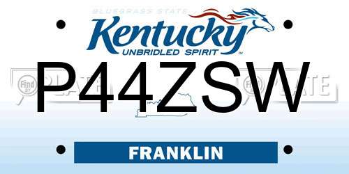 P44ZSW Kentucky License Plate