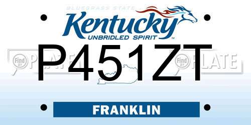 P451ZT Kentucky License Plate