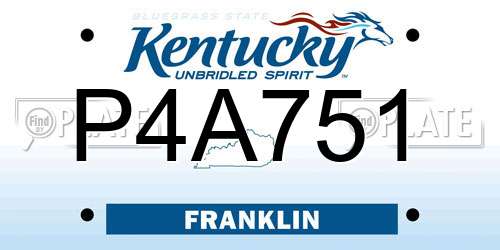 P4A751 Kentucky License Plate