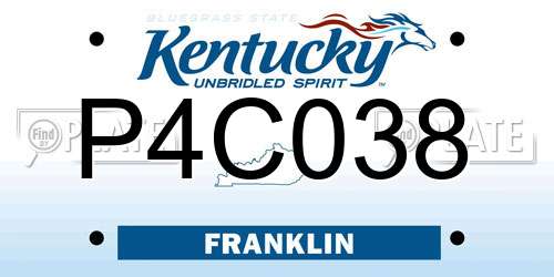 P4C038 Kentucky License Plate