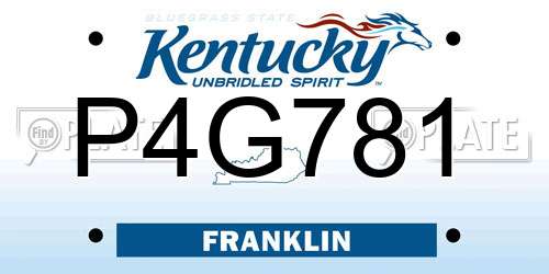 P4G781 Kentucky License Plate