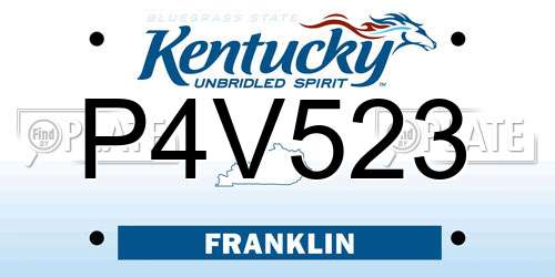 P4V523 Kentucky License Plate