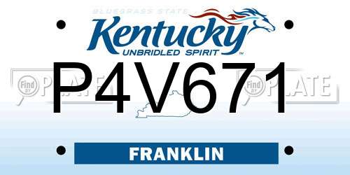 P4V671 Kentucky License Plate