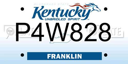P4W828 Kentucky License Plate