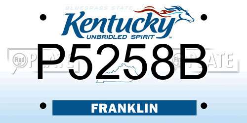 P5258B Kentucky License Plate