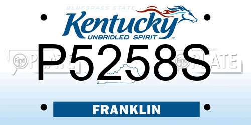 P5258S Kentucky License Plate