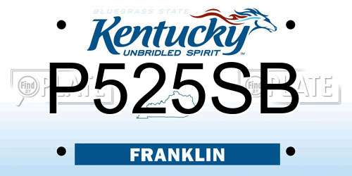 P525SB Kentucky License Plate