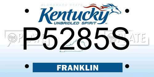 P5285S Kentucky License Plate