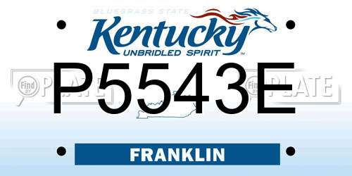 P5543E Kentucky License Plate