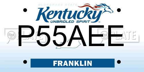P55AEE Kentucky License Plate