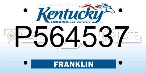P564537 Kentucky License Plate