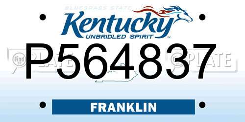P564837 Kentucky License Plate