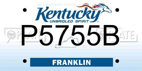 P5755B Kentucky License Plate