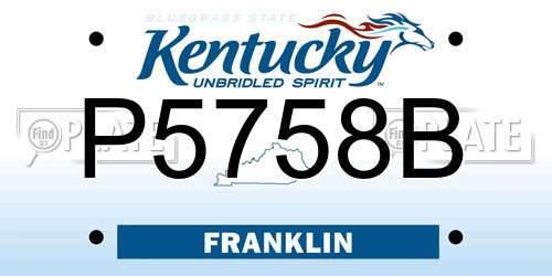 P5758B Kentucky License Plate