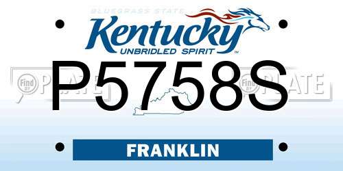 P5758S Kentucky License Plate