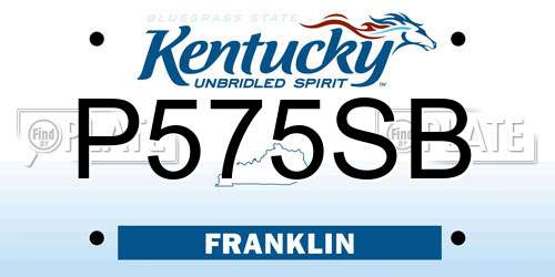 P575SB Kentucky License Plate