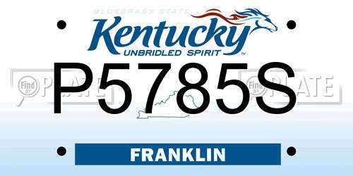 P5785S Kentucky License Plate
