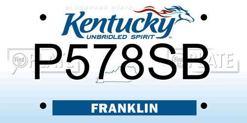 P578SB Kentucky License Plate