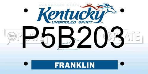 P5B203 Kentucky License Plate
