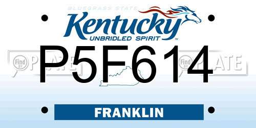 P5F614 Kentucky License Plate